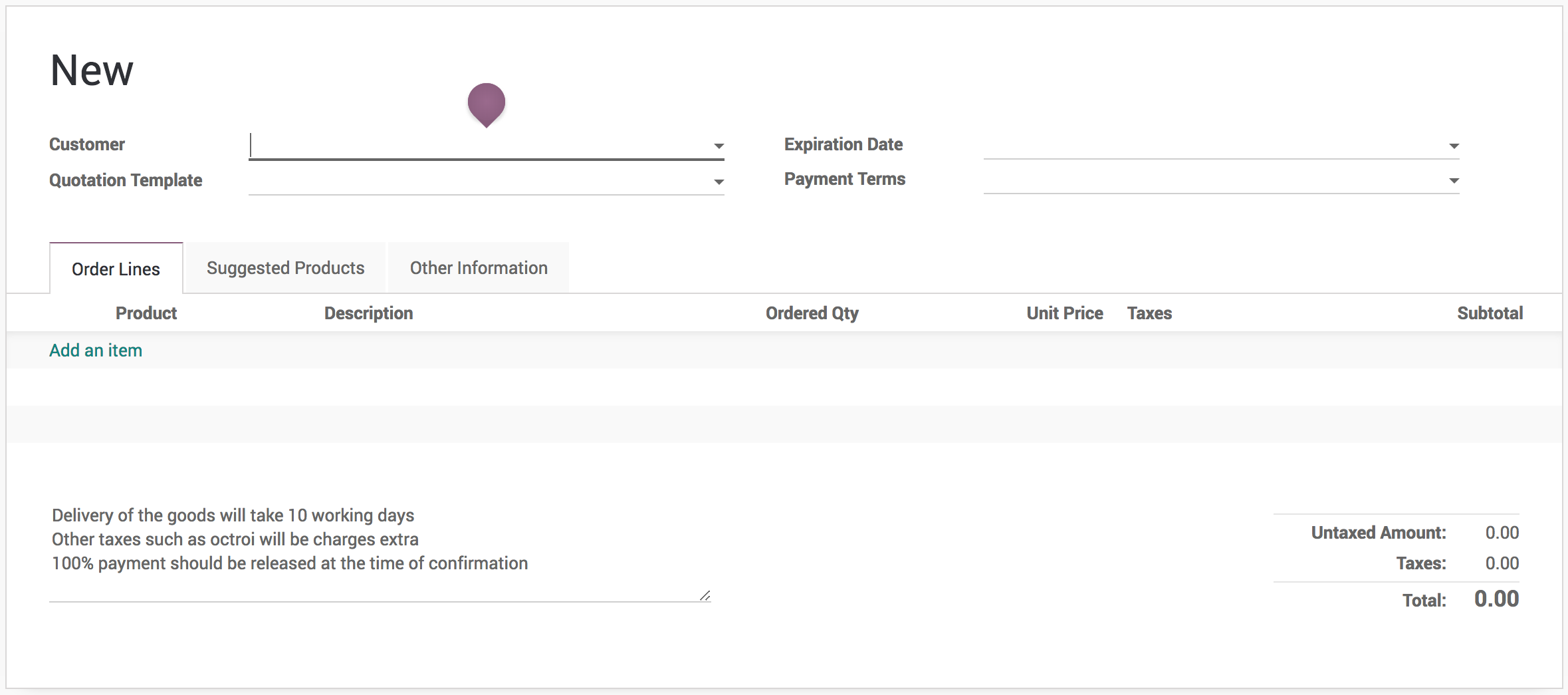 Set Default Terms And Condition On Quotation Odoo Online Book 12 0
